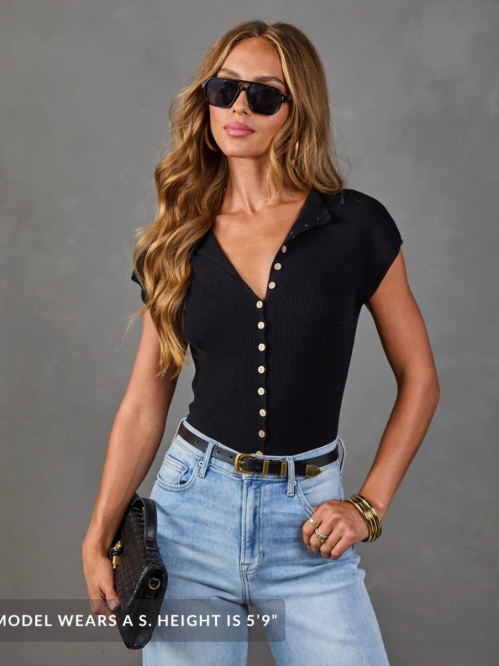 Jelena Buttoned Mock Neck Top | Vici